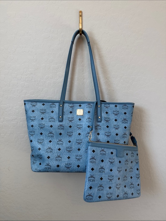 MCM Handbags - MCM Visetos Shopper Tote with Pouch Denim Blue